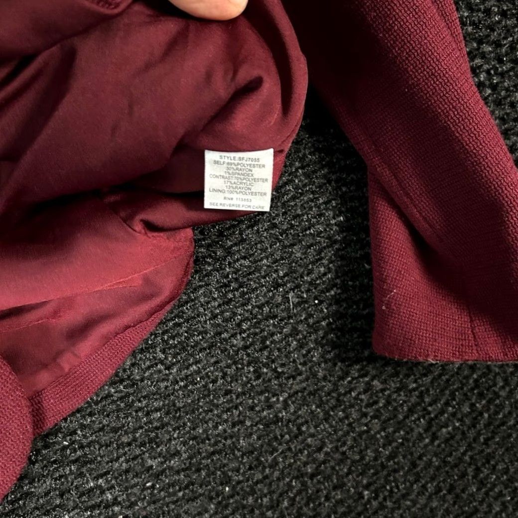 Vintage 41 Hawthorne Burgundy Textured Knit Blazer Jacket S 1 Button Elbow Patches Red Mens Women’s? Size 36R - 3 Thumbnail