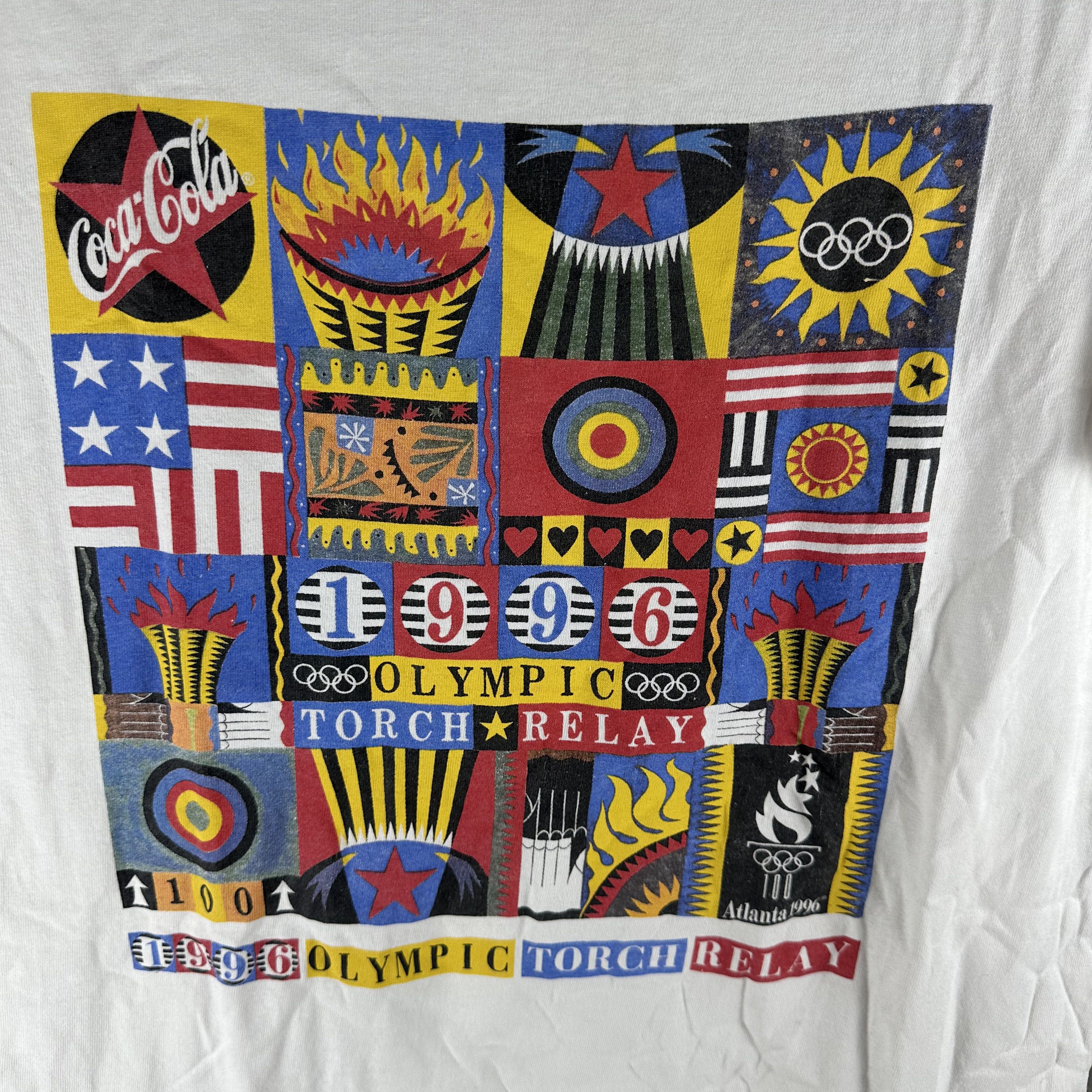 Vintage 1996 Atlanta Olympic Torch Relay Artwork Graphic T-Shirt Size US M / EU 48-50 / 2 - 2 Thumbnail