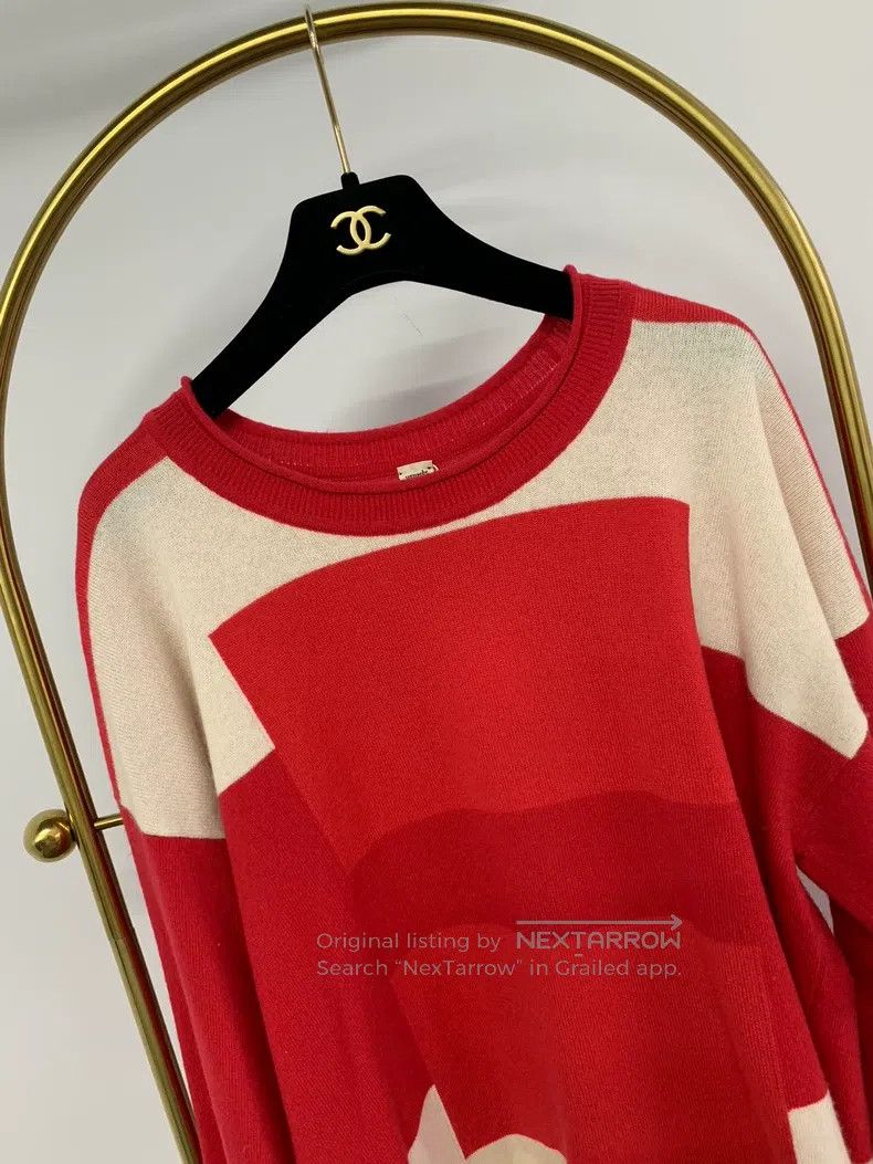 Hermes Hermes Red and white color block cashmere top Size XXS / US 00 / IT 34 - 2 Thumbnail