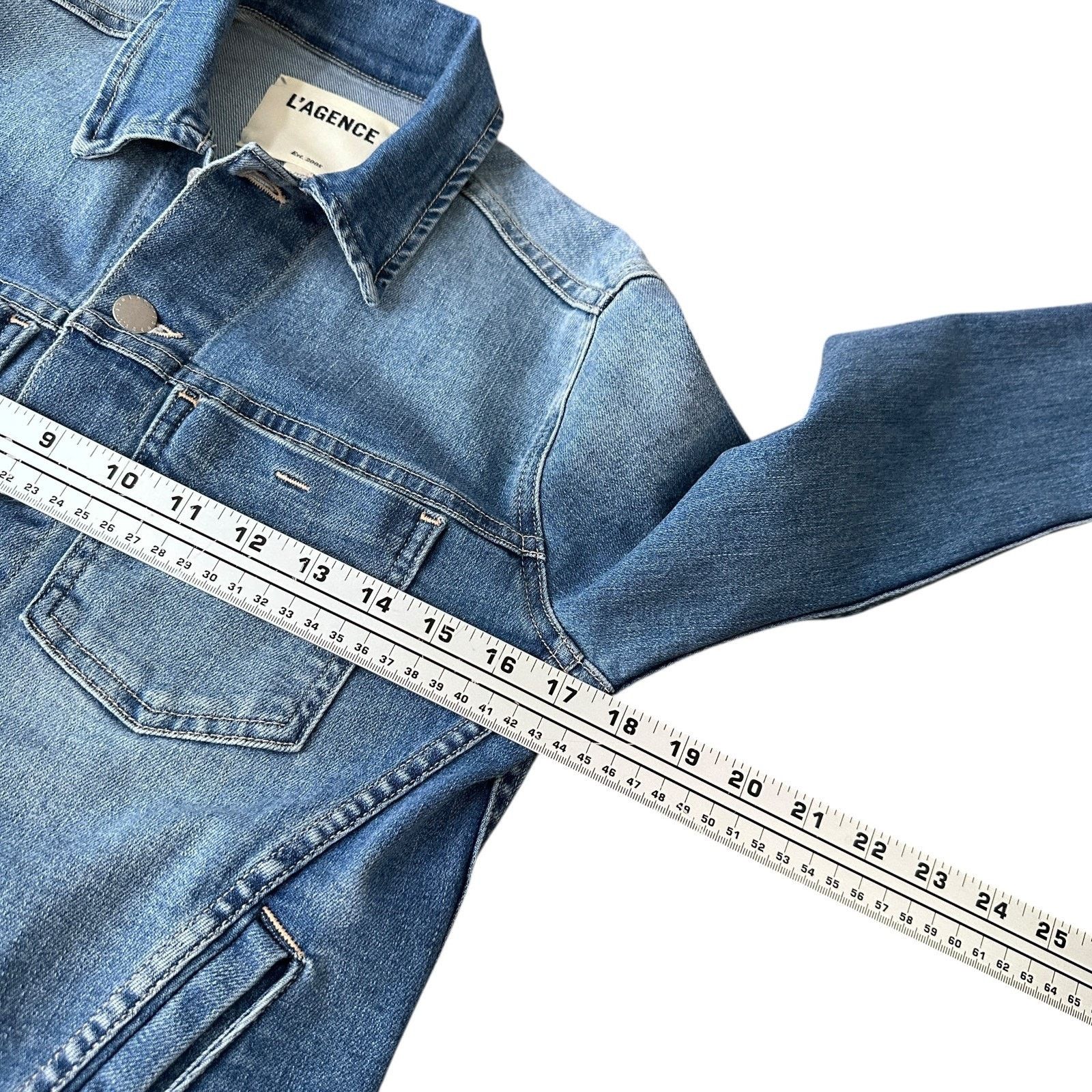 L'AGENCE L'Agence Janelle Denim Jacket Women XS Alamo Blue Raw New Size XS / US 0-2 / IT 36-38 - 9 Thumbnail