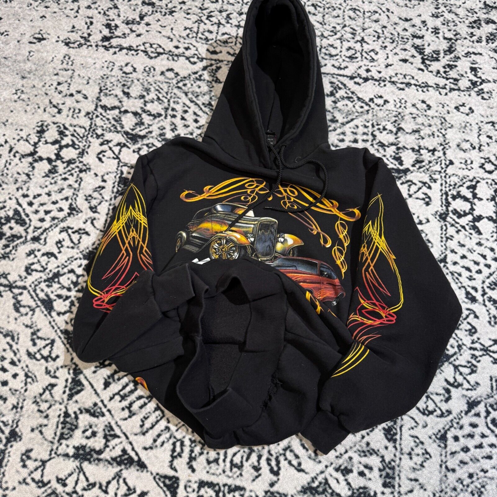 Vintage Vintage Black Cotton Hoodie Size S 90s Gambling Card Car Y2K Size US S / EU 44-46 / 1 - 8 Thumbnail