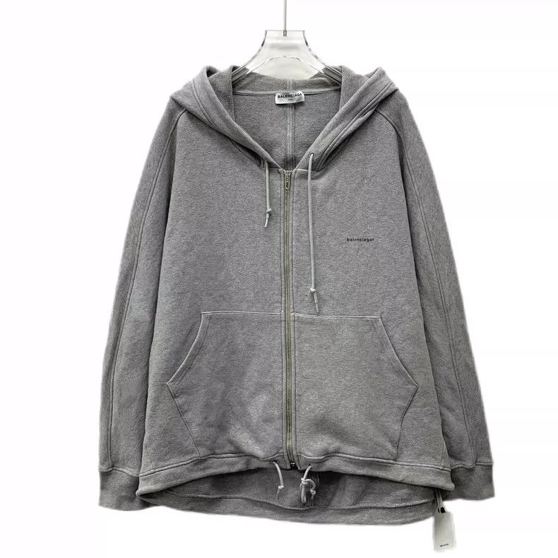 Balenciaga Balenciaga Grey cotton hooded drawstring zip hoodie jacket Size US M / EU 48-50 / 2 - 1 Thumbnail