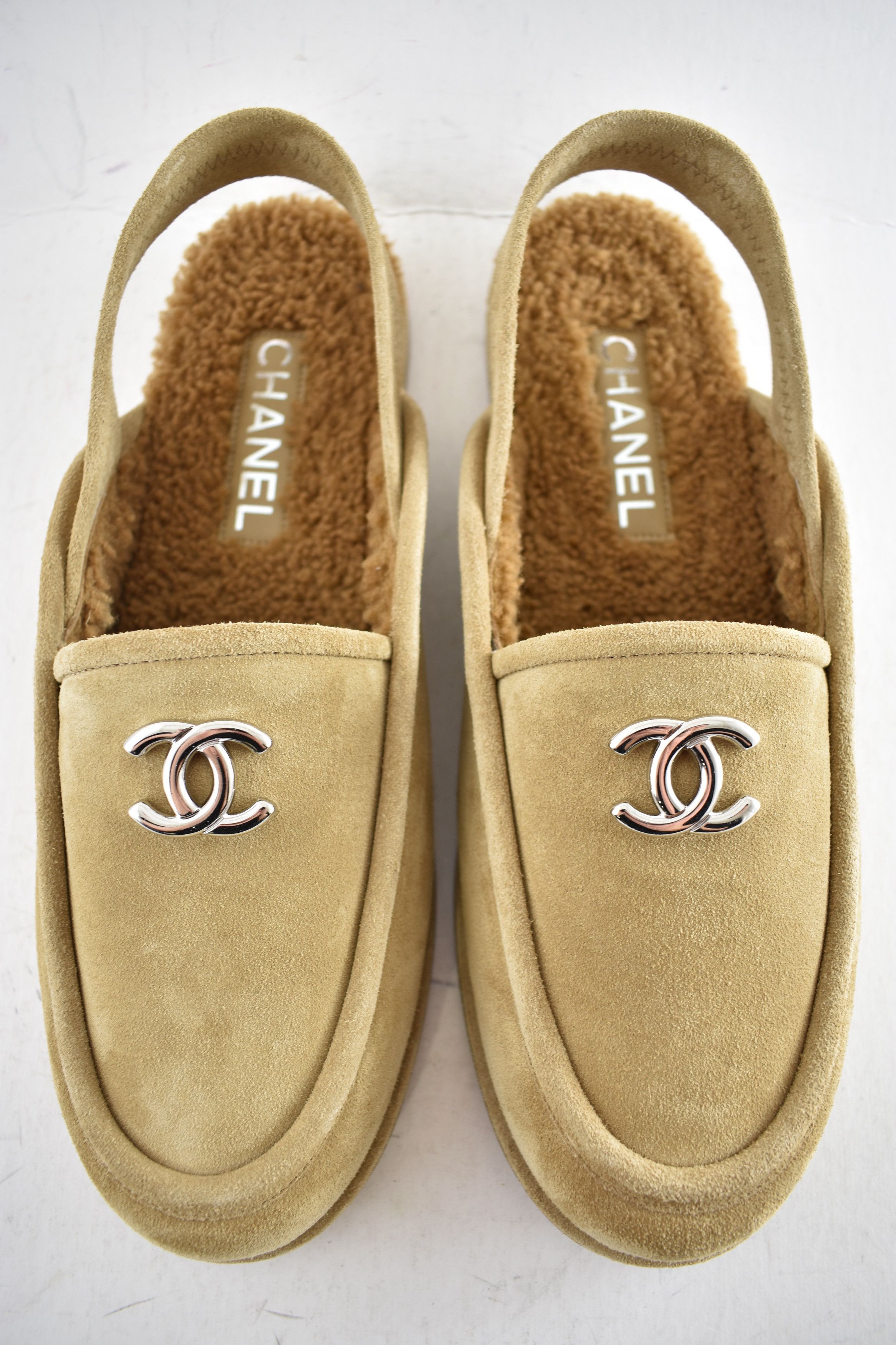 Chanel Chanel Suede CC Shearling Moccasin Slingback Loafer Flat 41 Size US 11 / IT 41 - 3 Thumbnail
