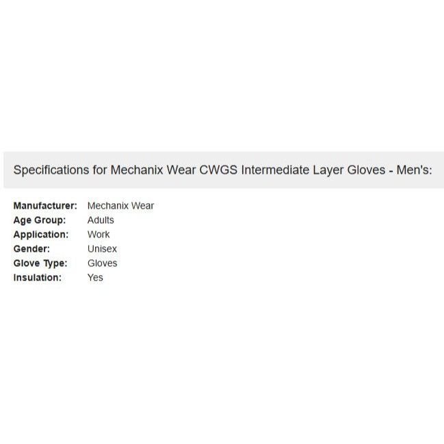 Other Mechanix Wear Cold Work CWGS Intermediate Layer Gloves Cover Size ONE SIZE - 6 Thumbnail