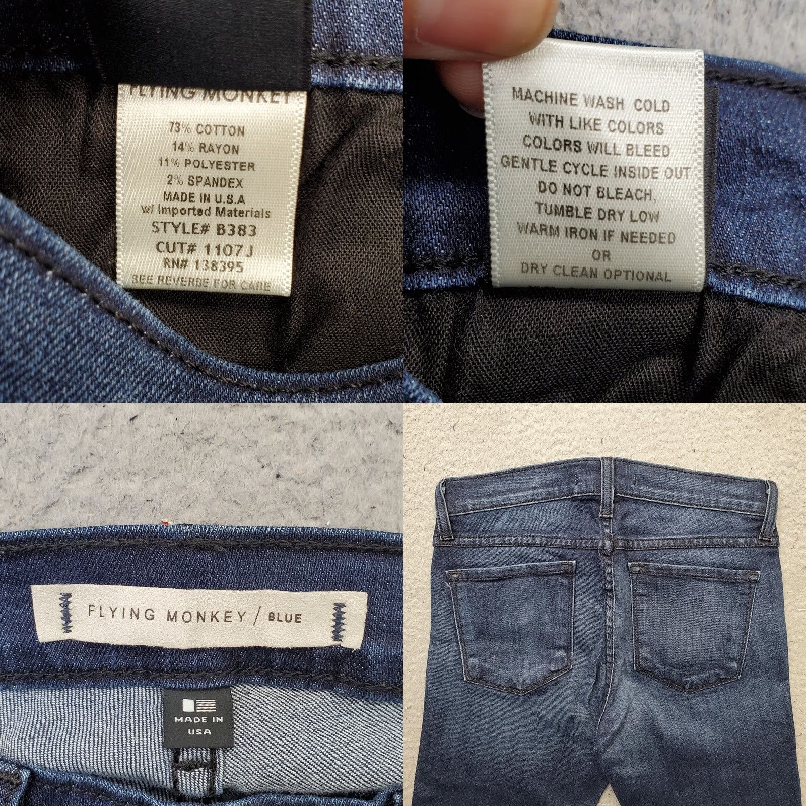 Vintage Flying Monkey Jeans Womens 25 Blue Denim Faded Streetwear Grunge Raw Hem USA Jeans Women 25 Blue Denim Boyun Size 42" / US 20 - 8 Thumbnail