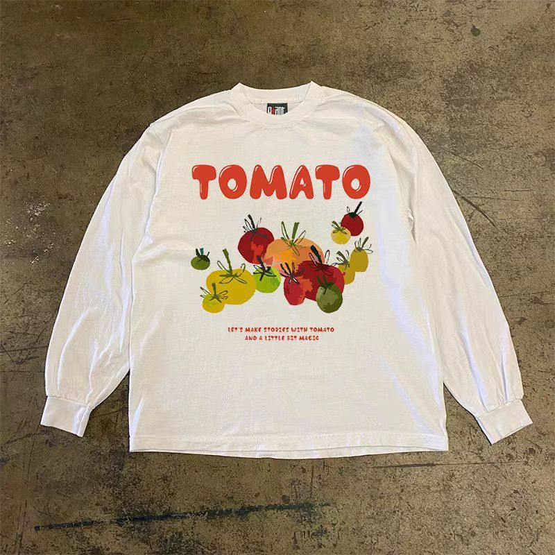 Japanese Brand × Vintage Tomato print white casual cotton long-sleeved t-shirt Size US L / EU 52-54 / 3 - 1 Thumbnail