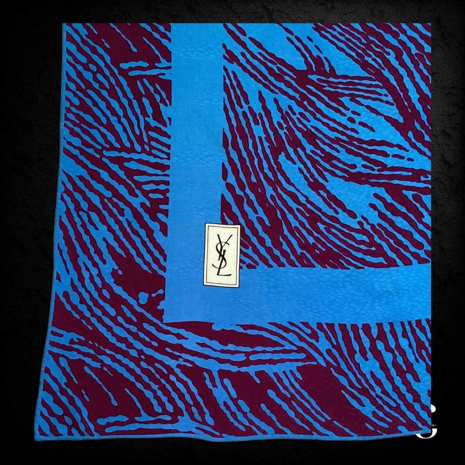 Yves Saint Laurent YVES SAINT LAURENT Purple Art Print Silk Scarf 35" - 34.5" Size ONE SIZE - 2 Thumbnail