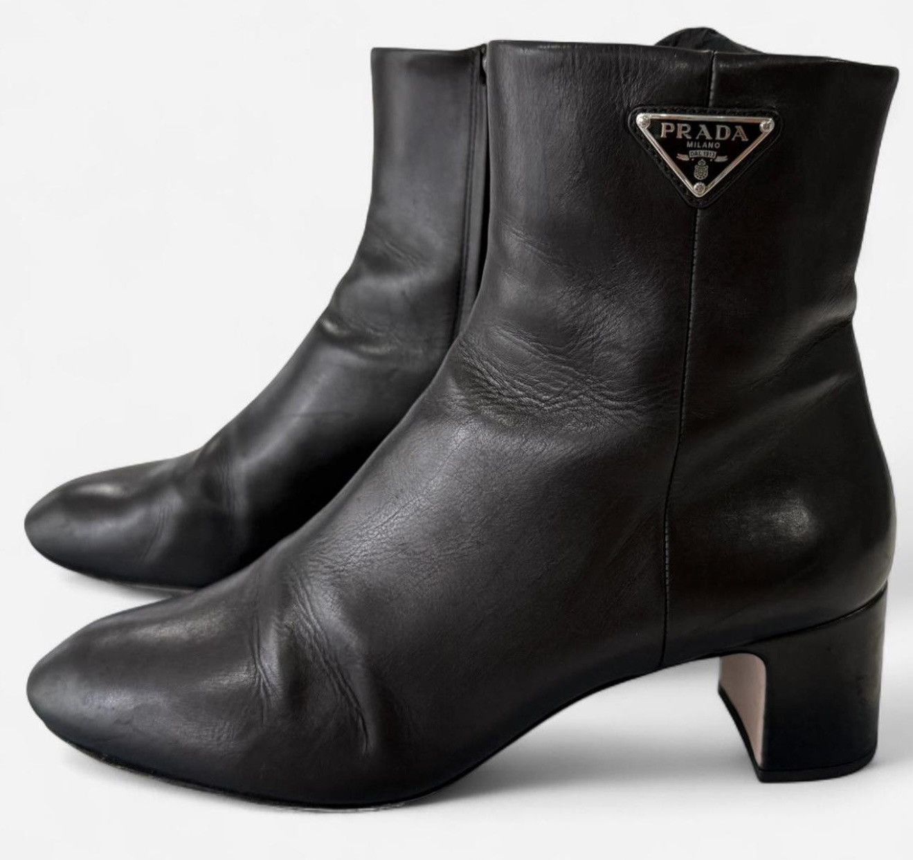 Prada Prada Black Leather Ankle Boots - Size 36.5 with Box Size US 6 / IT 36 - 2 Thumbnail