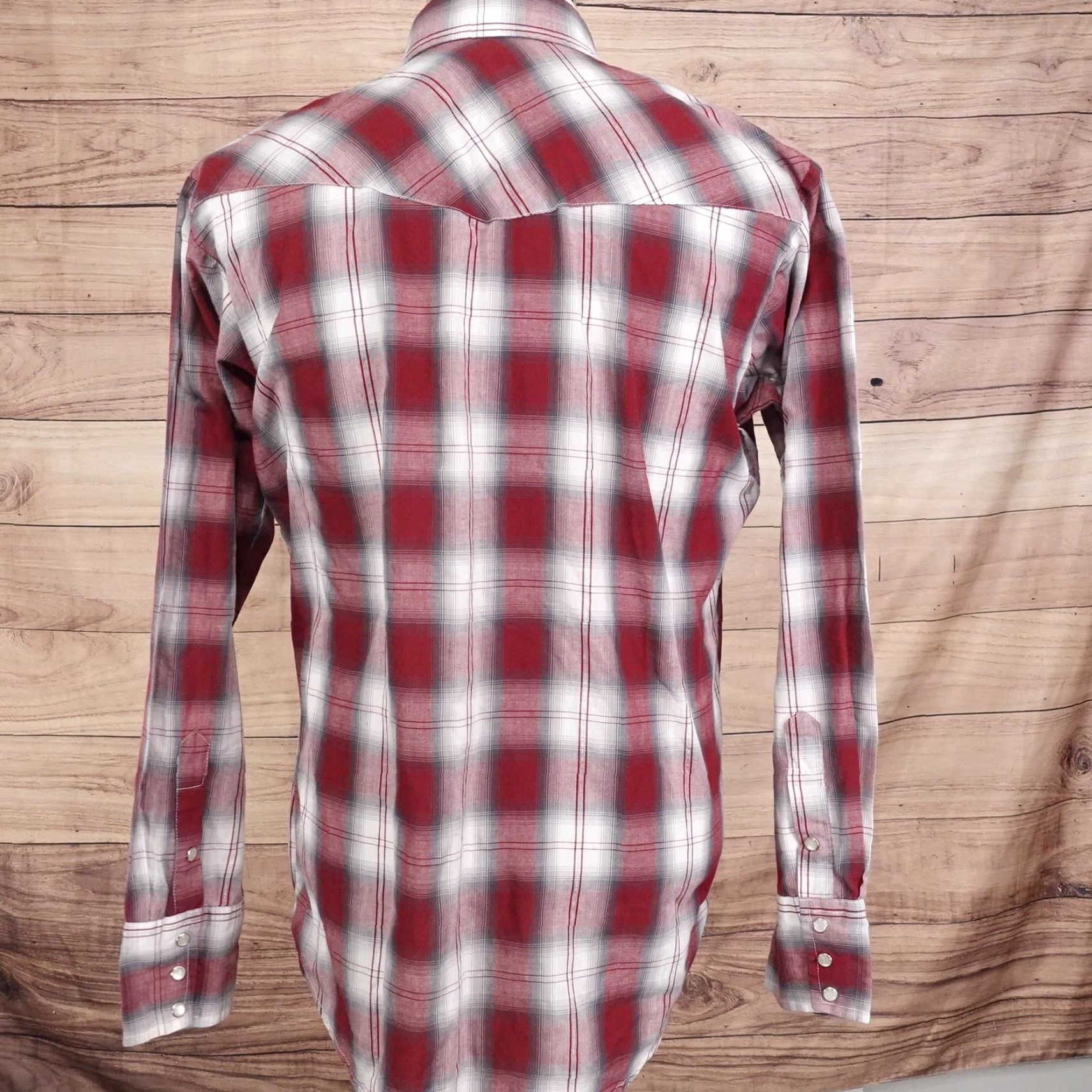 Roper Roper Shirt Mens Large Red Gray Plaid Western Pearl Snap Long Sleeve Cowboy Shirt Size US XL / EU 56 / 4 - 4 Thumbnail
