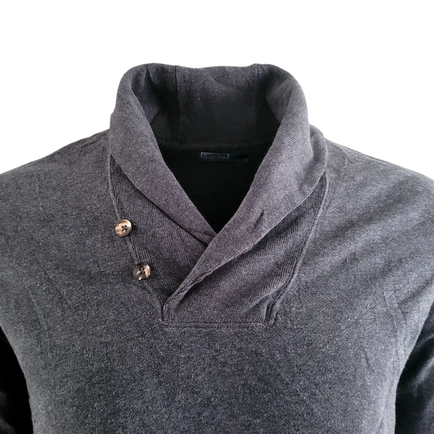 Polo Ralph Lauren Polo Ralph Lauren Polo Shawl Collar Sweatshirt Charcoal Grey L Mens Vintage Sweatshirt Shawl Collar Shirt Jumper Pullover 100% Cotton Size US L / EU 52-54 / 3 - 3 Thumbnail