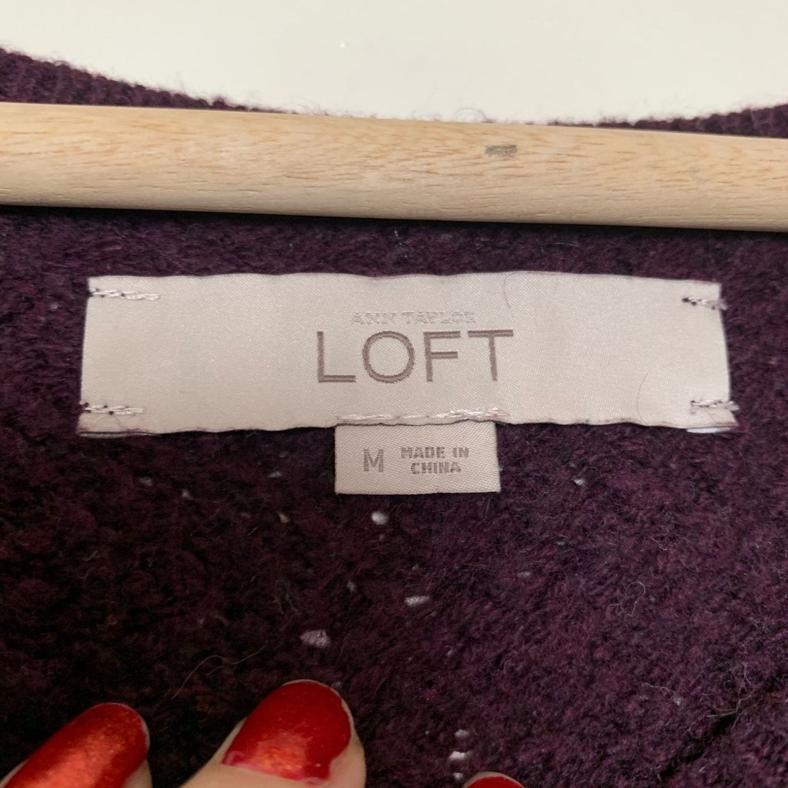 Loft Loft Wine Cable Textured Knit Tunic Sweater Women’s Size Med Size M / US 6-8 / IT 42-44 - 3 Thumbnail