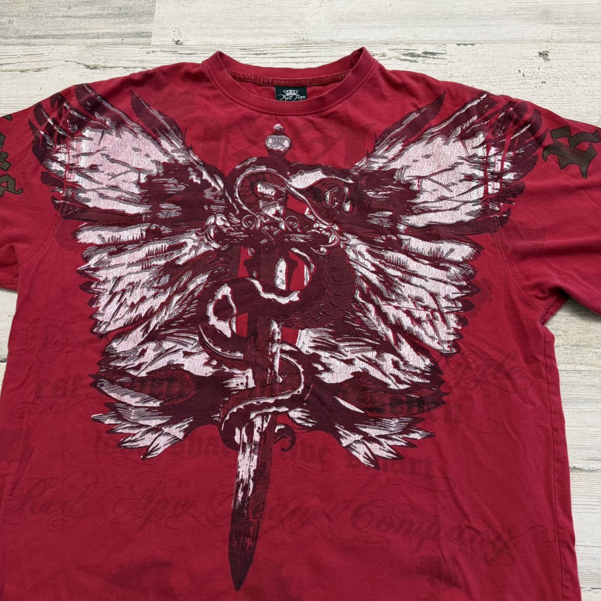 Vintage Y2K Affliction Style Red Ape All Over Print T-Shirt L Wings Size US L / EU 52-54 / 3 - 2 Thumbnail