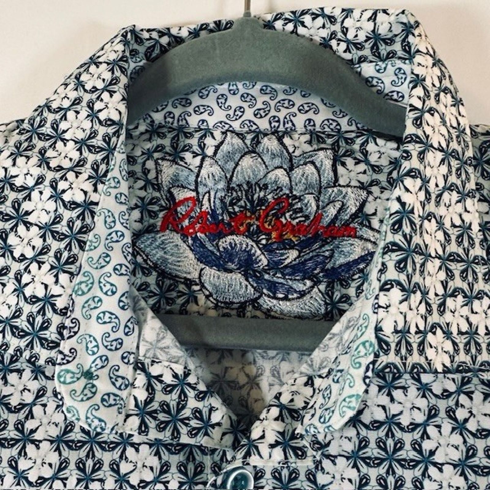 Robert Graham Robert Graham Button Shirt LR Classic Fit Floral Blue/White Size US L / EU 52-54 / 3 - 2 Thumbnail