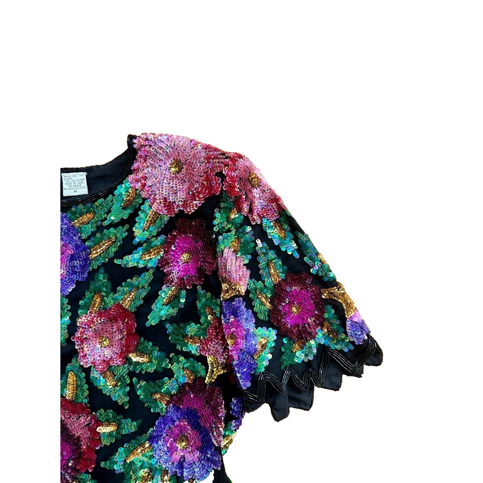 JOHN LAWRENCE SULLIVAN Laurence Kazar Vintage Kazar Silk Sequin Floral M A000609 Size M / US 6-8 / IT 42-44 - 4 Thumbnail