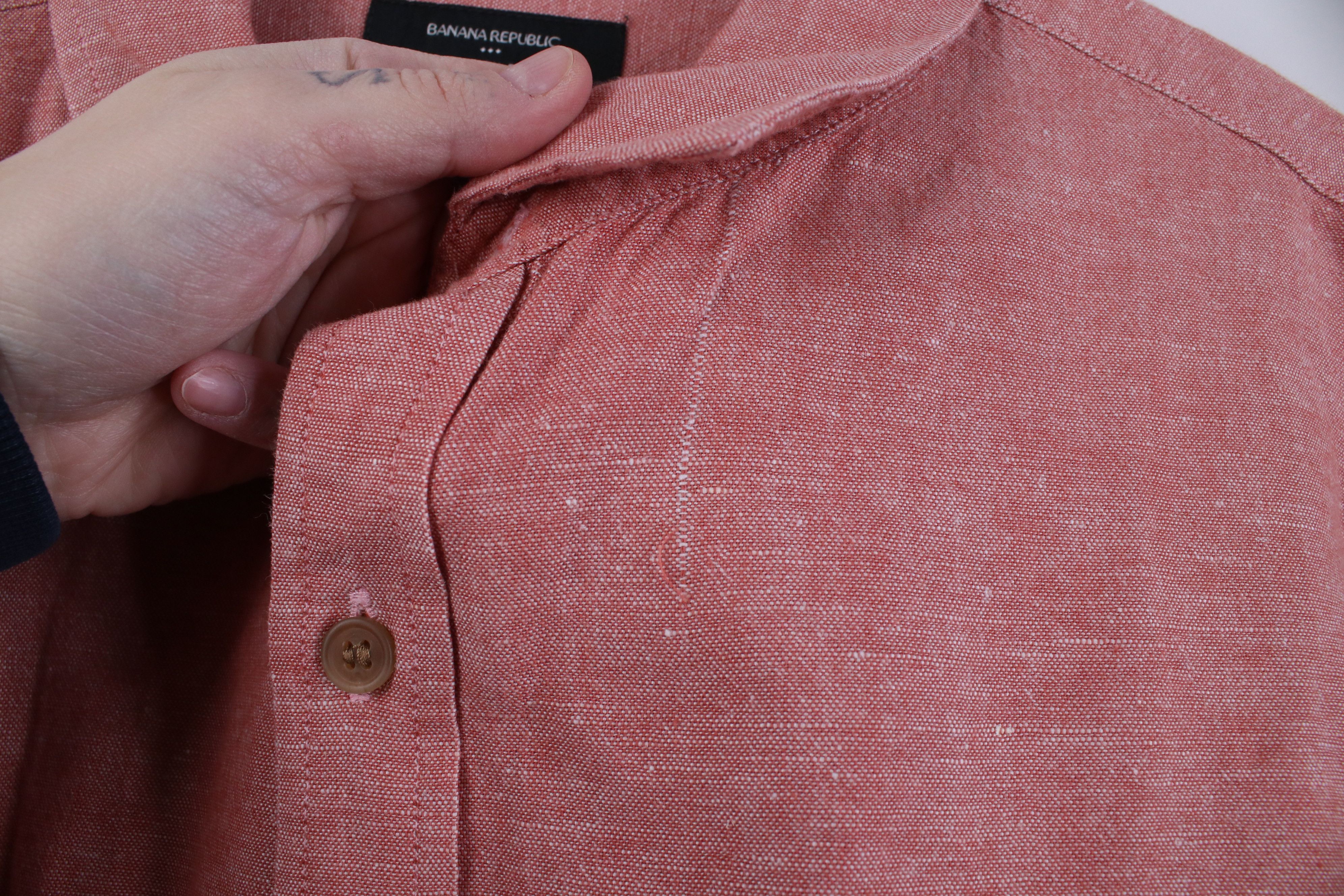 Banana Republic Banana Republic Linen Blend Collared Button Shirt Red Size US XL / EU 56 / 4 - 4 Thumbnail
