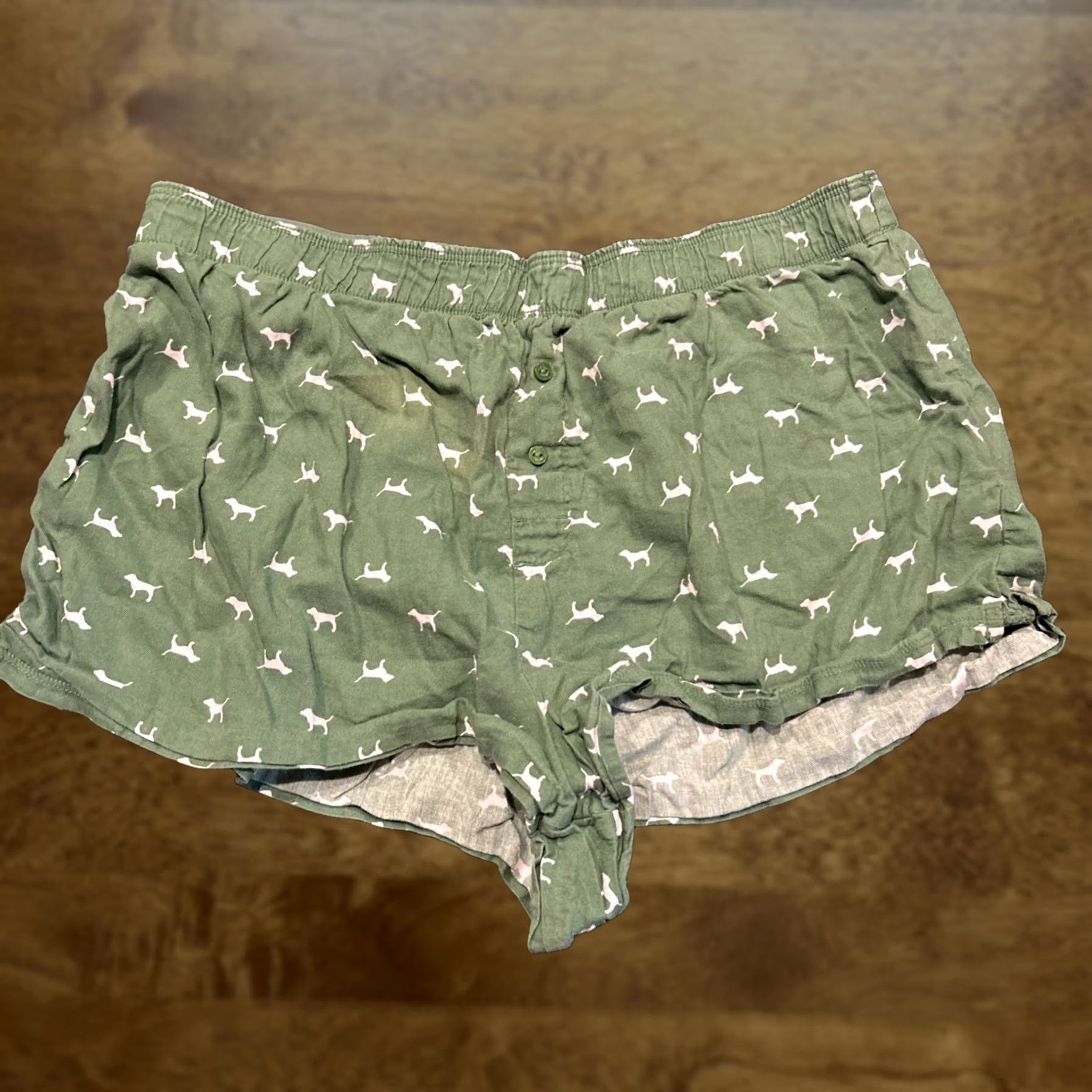 Vintage Pink Size Large Womens Green Sleep Boxer Short Dog A24 Size 36" / US 14 / IT 50 - 1 Thumbnail