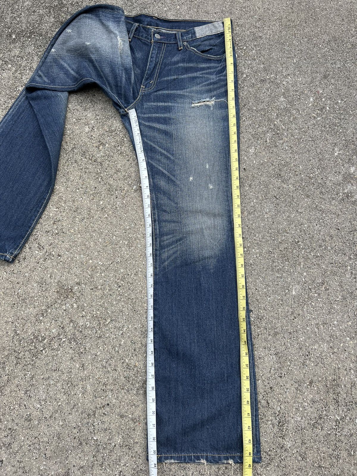 Levi's Vintage 2006 Levi’s 517 Distress Fade Denim Flap Flare Jeans Size US 34 / EU 50 - 5 Thumbnail