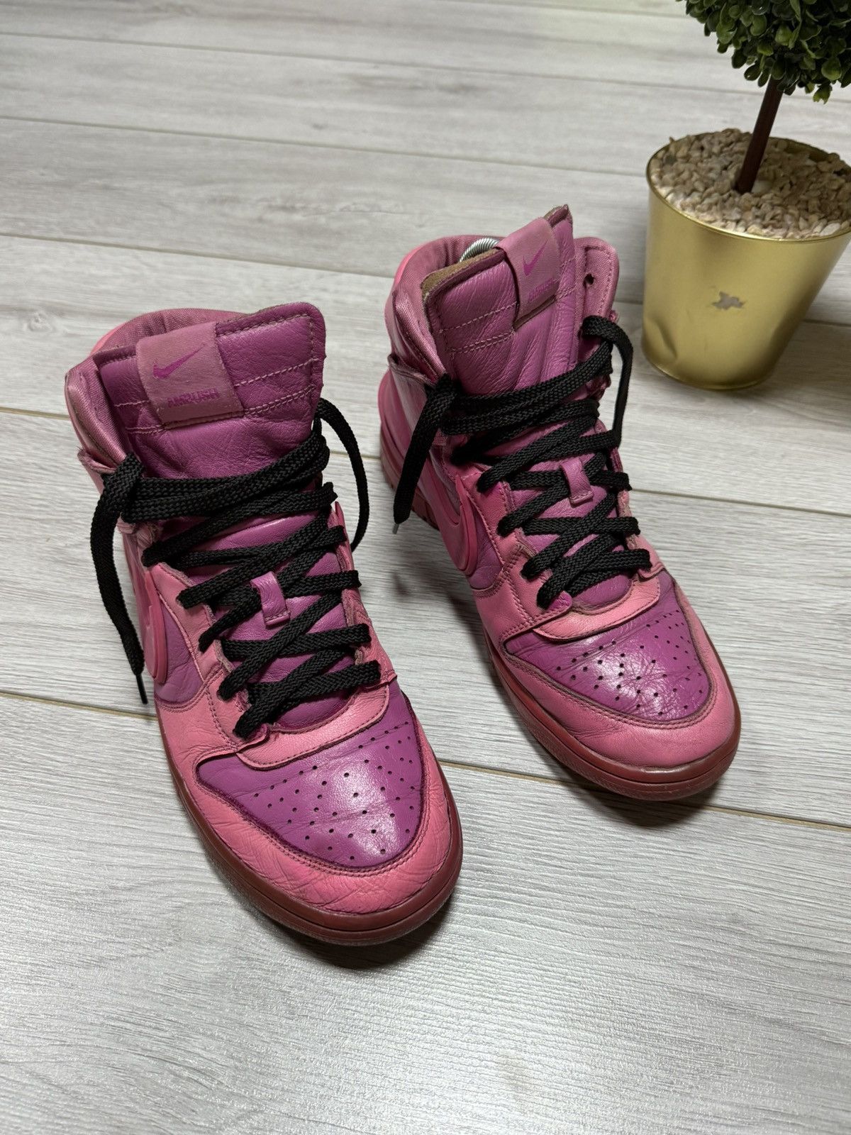 Ambush Design × Nike Nike Dunk x Ambush RARE pink high leather sneakers shoes Size US 8.5 / EU 41-42 - 2 Thumbnail