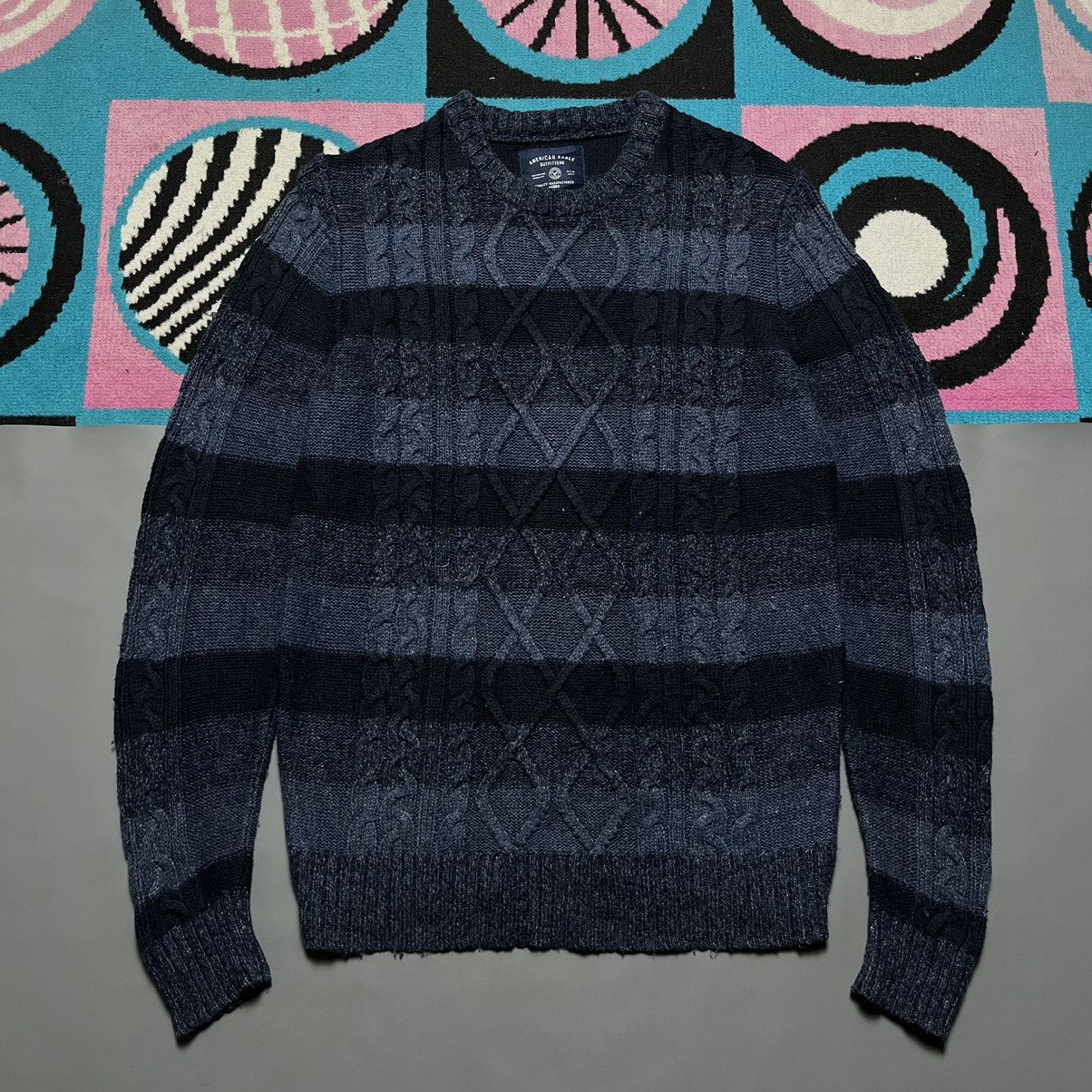 American Eagle Outfitters × Vintage Vintage Knit Sweater American Eagle Outfits Stripe Navy Size US S / EU 44-46 / 1 - 1 Thumbnail