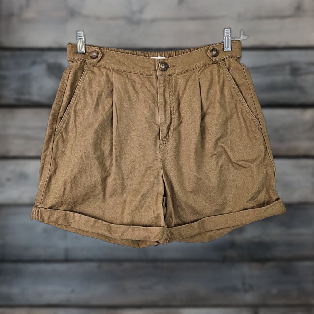 Loft Ann Taylor LOFT Womens Shorts Sz 6 Brown High Rise Cotton Cuffed Size 28" / US 6 / IT 42 - 1 Thumbnail