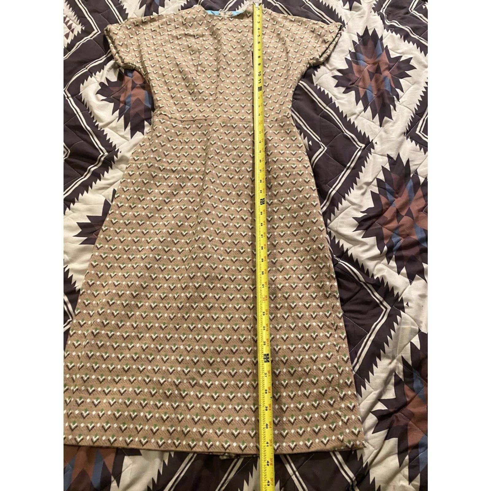 Vintage VINTAGE Osgood Sheath Dress 60s Geometric Beige Size 7 Juniors Cocktail Women’s Zip Back 1960s Size M / US 6-8 / IT 42-44 - 7 Thumbnail