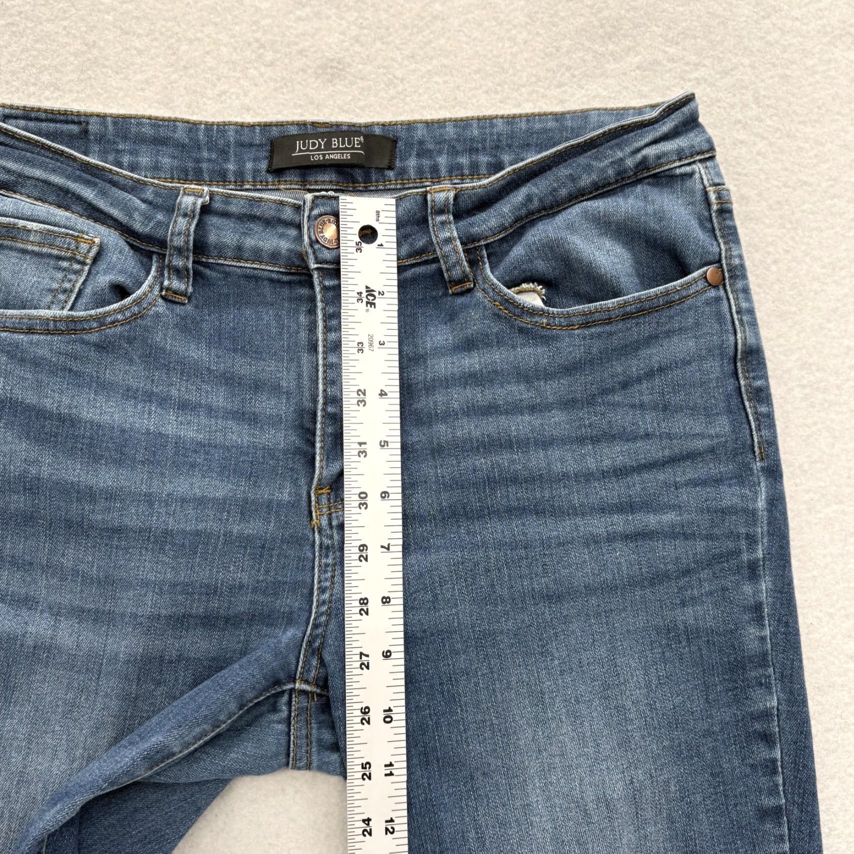 Denime Judy Blue Jeans Womens 30 Blue Medium Wash Skinny Crop Stretch Denim Distressed Size 30" / US 8 / IT 44 - 7 Thumbnail