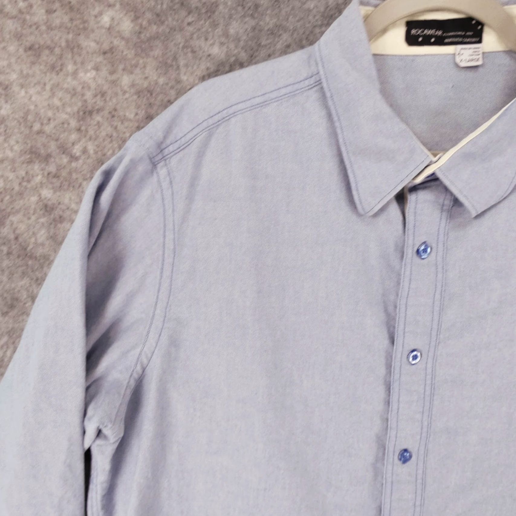 Rocawear Rocawear Shirt Mens XL Long Sleeve Button-Up Blue w Logo Patch Size US XL / EU 56 / 4 - 3 Thumbnail