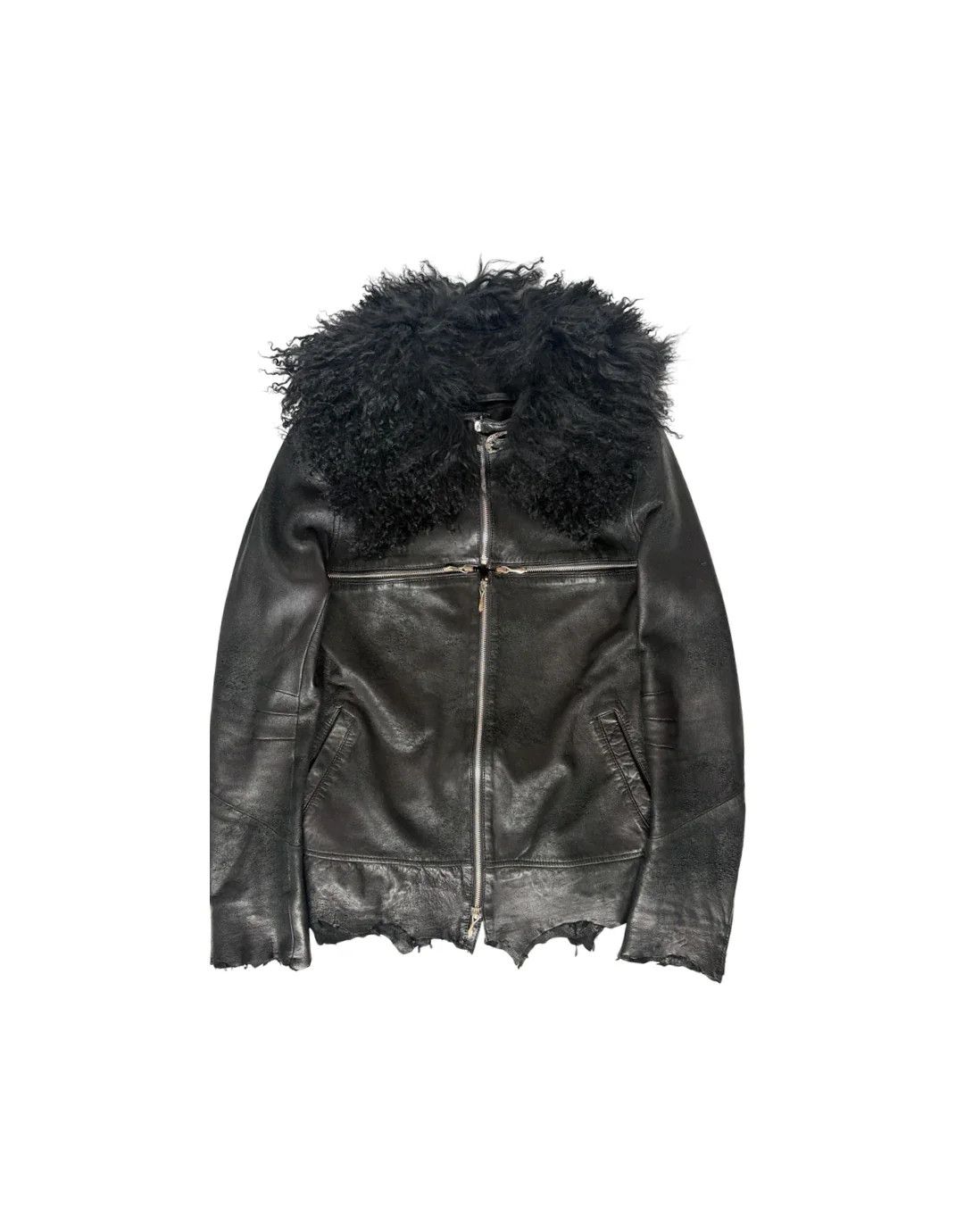 14th Addiction 14th addiction fox fur crosszip leather jacket