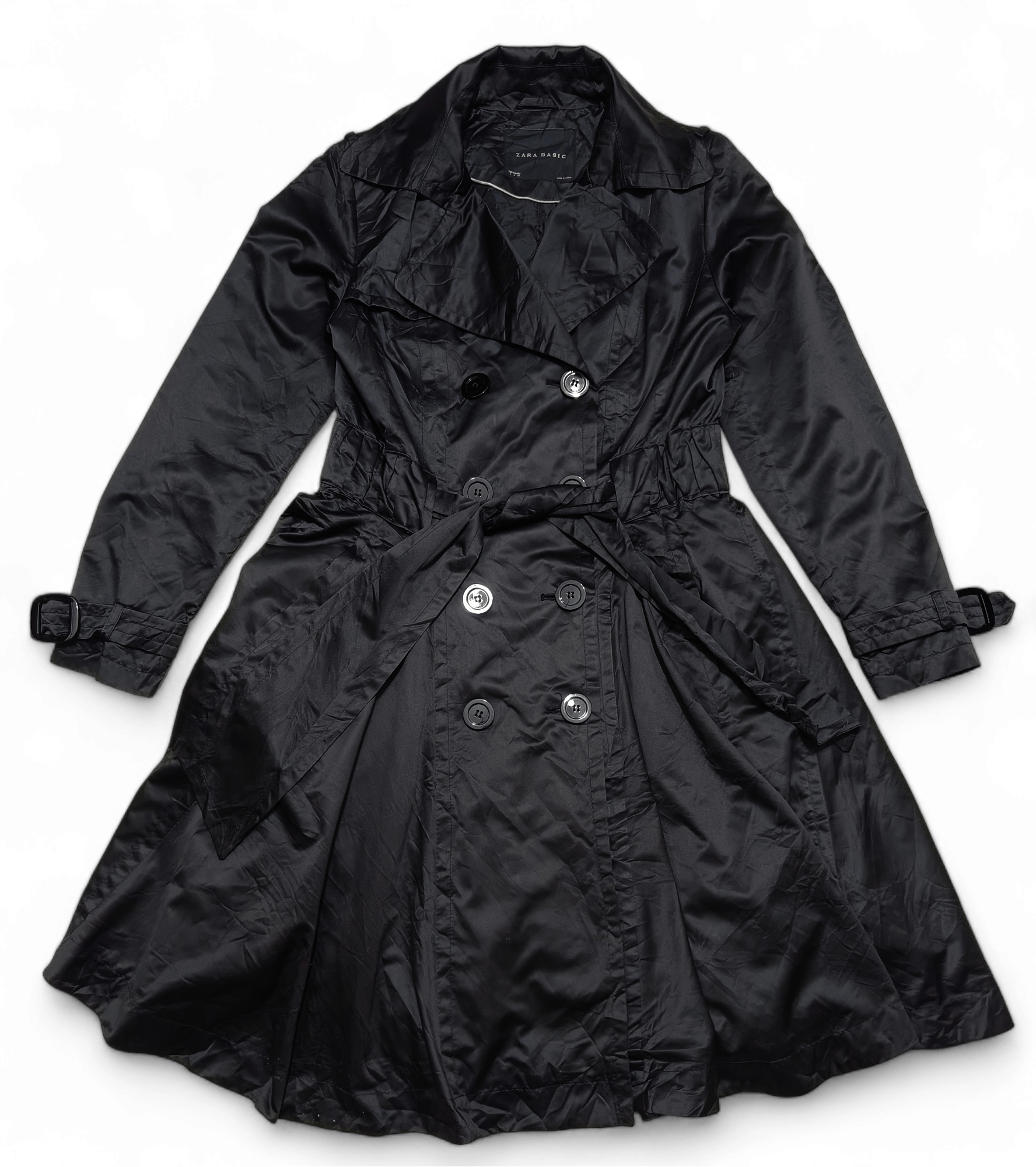 Other Vintage ZARA Basic Women Black Trench Coat Size L / US 10 / IT 46 - 2 Thumbnail