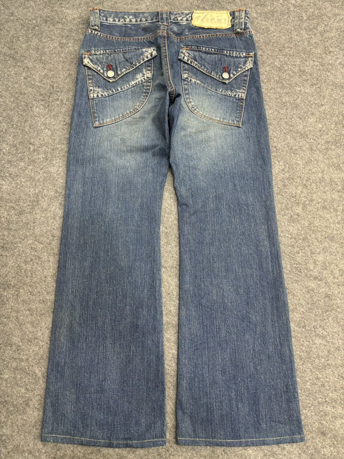 Japanese Brand 💥Flare💥Vintage 90s Blue Way Paint Minimalist Denim F522 Size US 32 / EU 48 - 20 Thumbnail