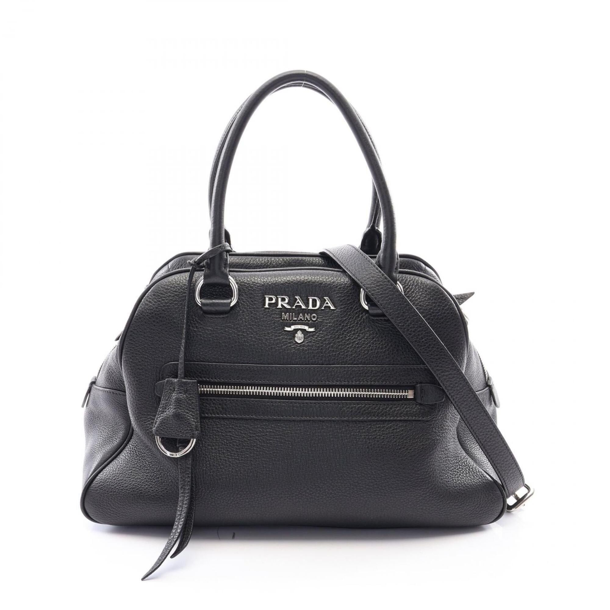 Prada Prada Logo 2-Way Handbag Leather for Women Black Size ONE SIZE - 1 Thumbnail