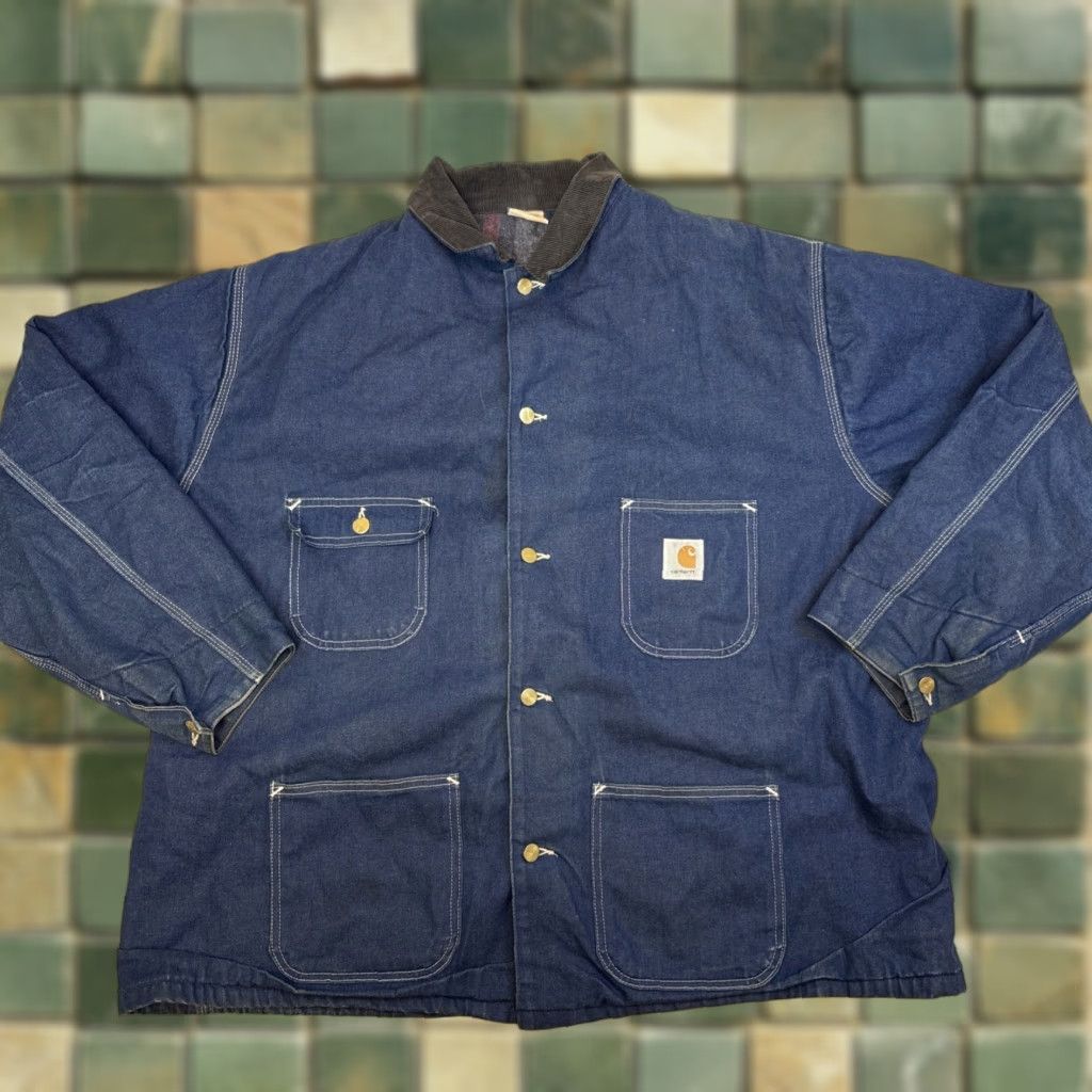 Carhartt VINTAGE Carhartt 8LC Denim Jacket Mens 54 Workwear Blanket Lined Bomber Jacket Pockets Blue Size US L / EU 52-54 / 3 - 1 Thumbnail