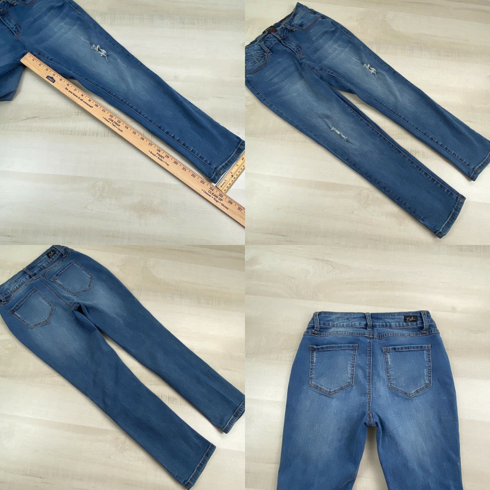 Vintage Earl Jean Womens Skinny Jeans Medium Wash Cropped Distressed Denim Size 28" / US 6 / IT 42 - 8 Thumbnail