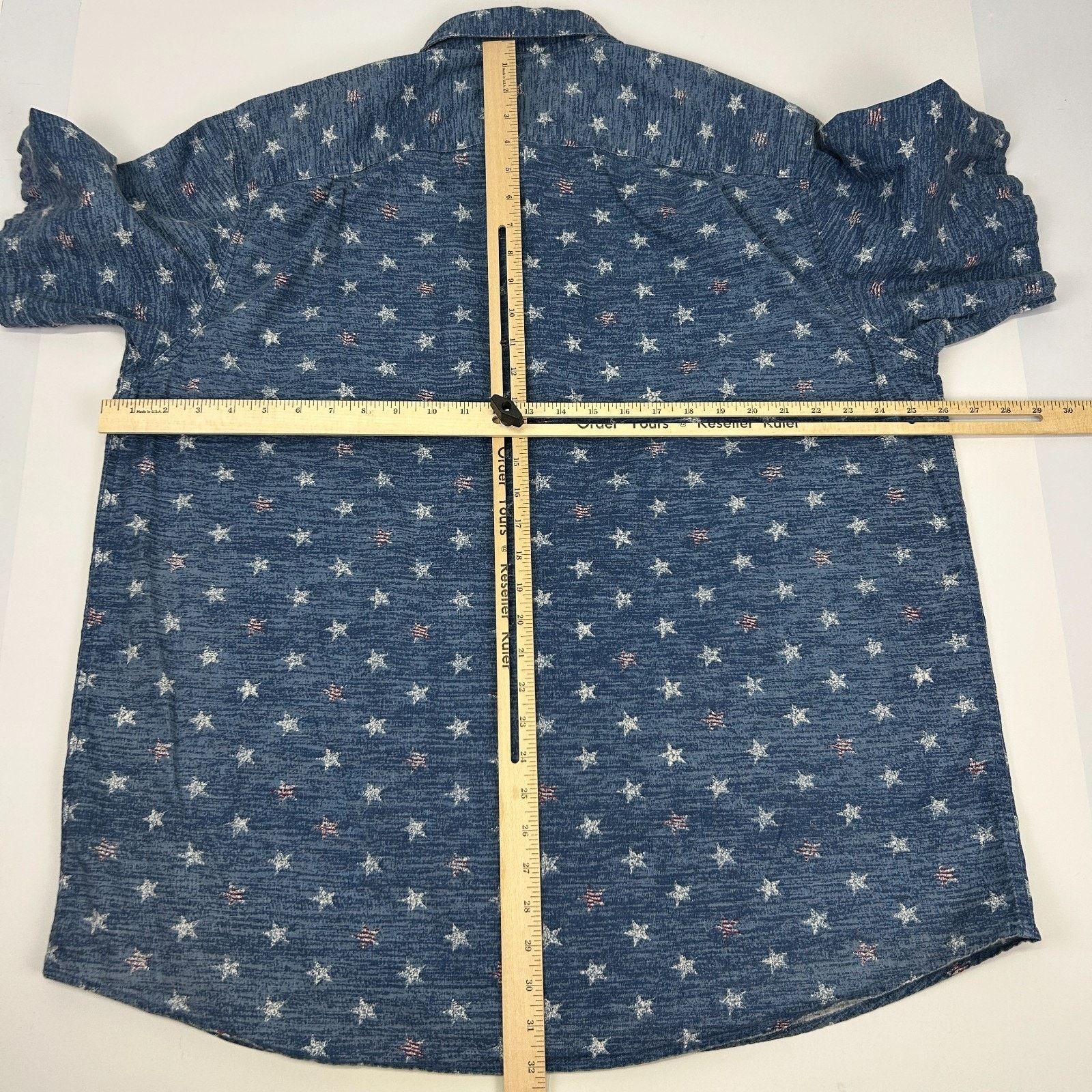 Other Outdoor Life USA Flag Stars Button Front Shirt Blue X-Large Size US XL / EU 56 / 4 - 7 Thumbnail