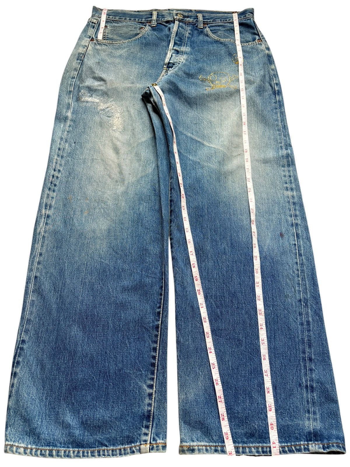 Japanese Brand Vintage Japanese Gowest Selvedge Mud Wash Loose Baggy Jean Size US 34 / EU 50 - 13 Thumbnail