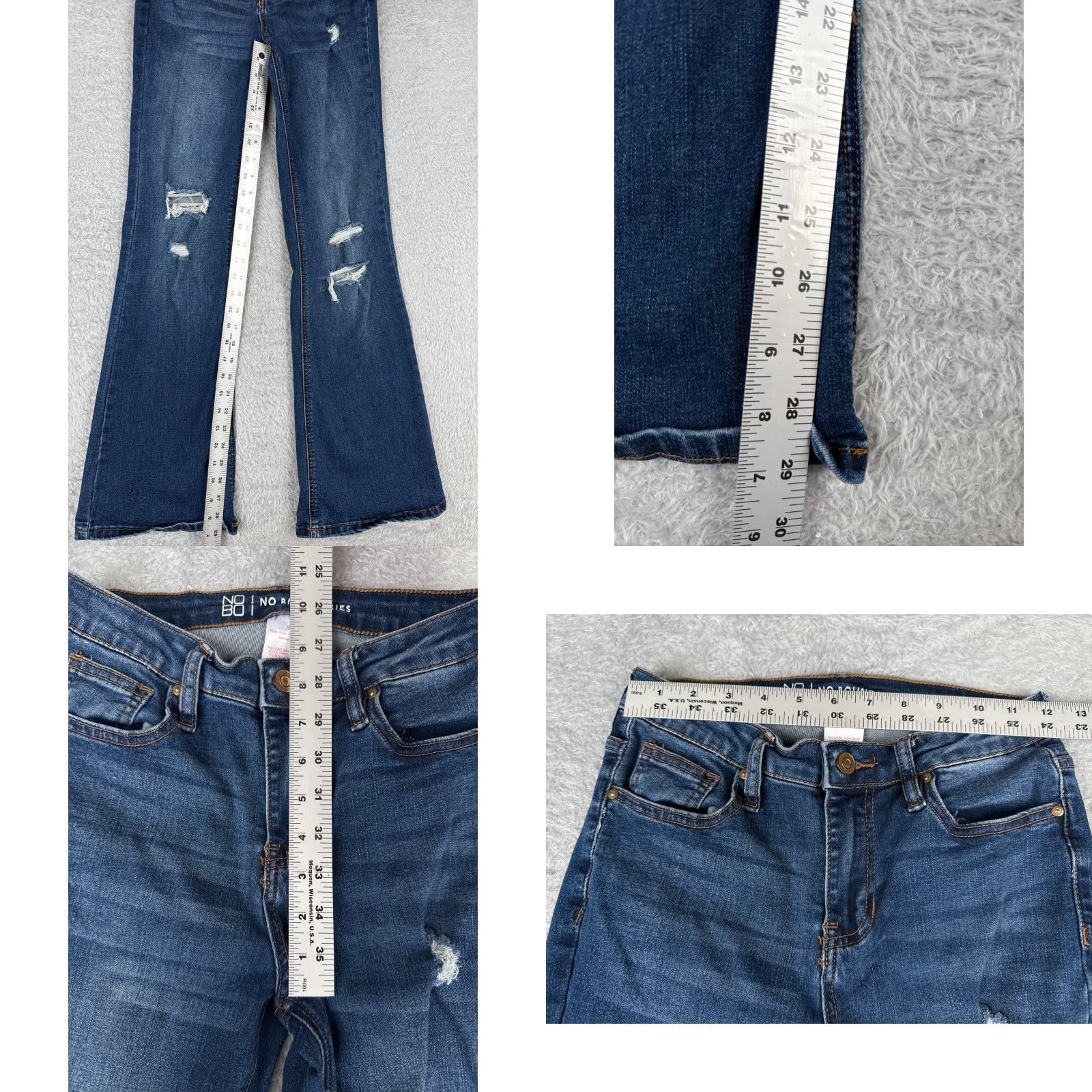 Vintage No Boundaries Jeans Women 5 Blue Denim Distressed Flared Mid Rise 24x30 Jeans Women 5 Blue Denim Distressed Flared Mid Rise 30x24 Size 27" / US 4 / IT 40 - 8 Thumbnail