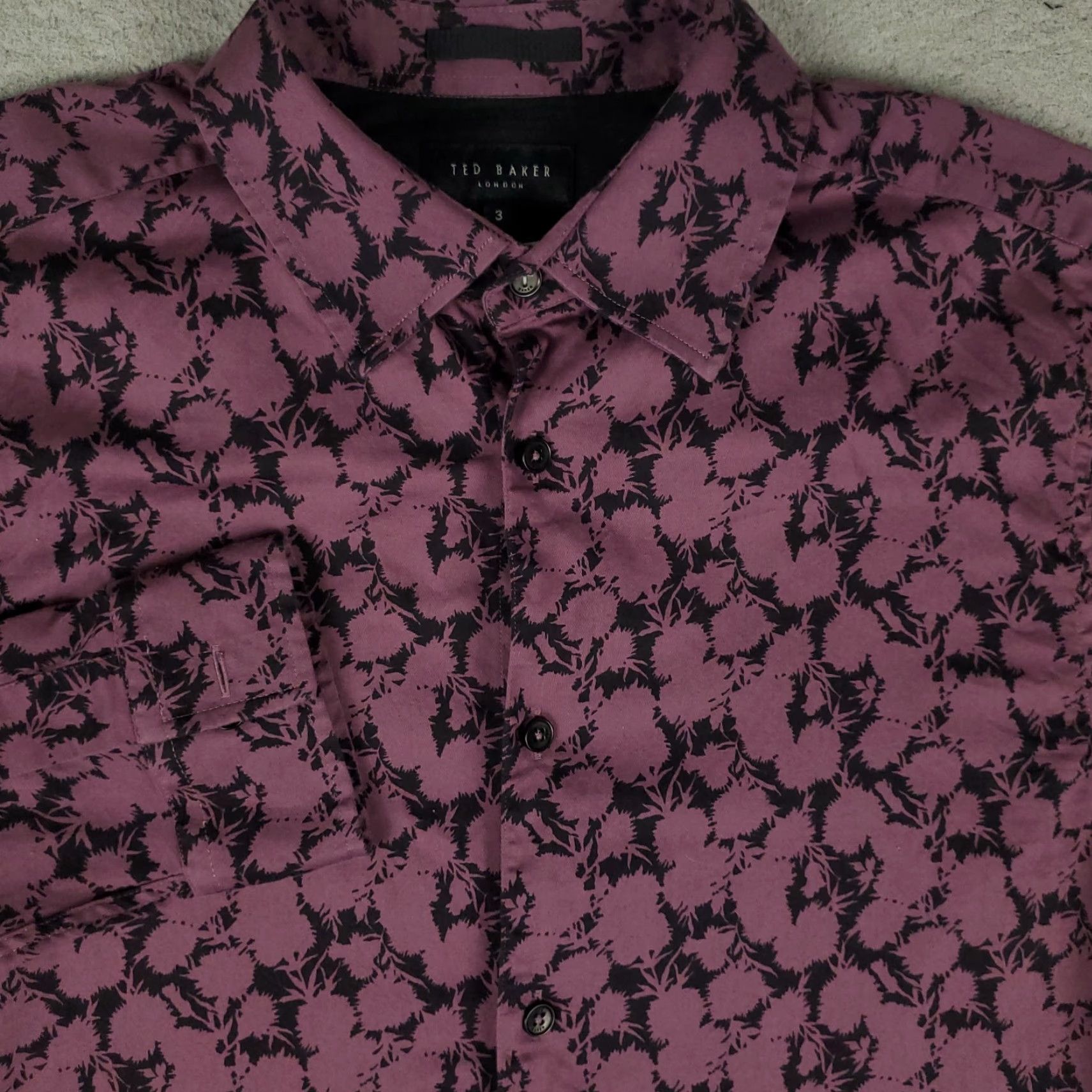 Ted Baker Ted Baker London Shirt Mens Size 3 Purple Floral Casual Button Up Long Sleeve Size US S / EU 44-46 / 1 - 2 Thumbnail