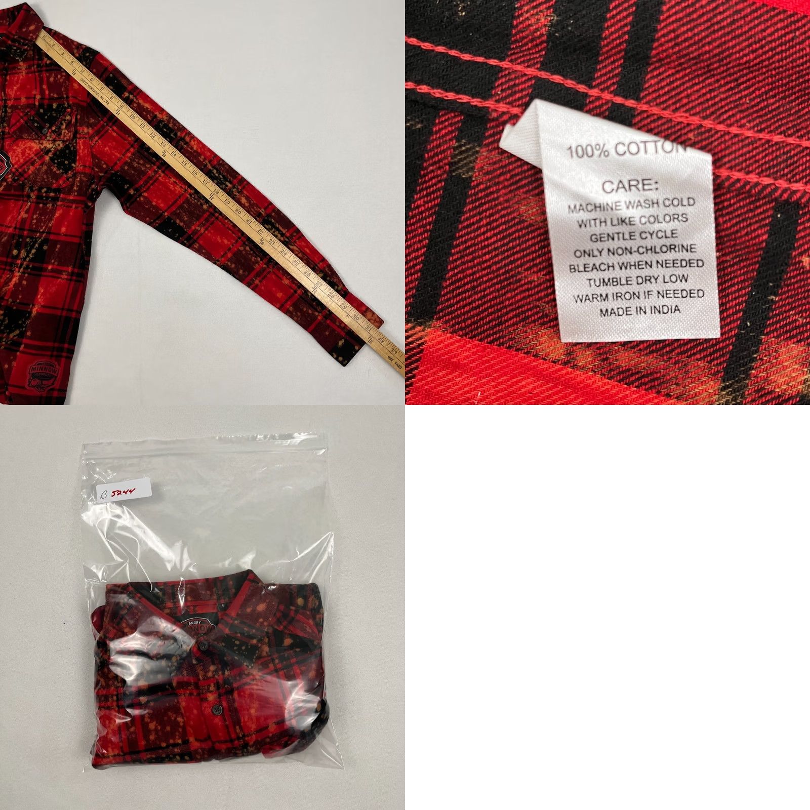Vintage Angry Minnow Flannel Shirt Mens S Red Black Plaid Cotton Button-Up Size US S / EU 44-46 / 1 - 8 Thumbnail