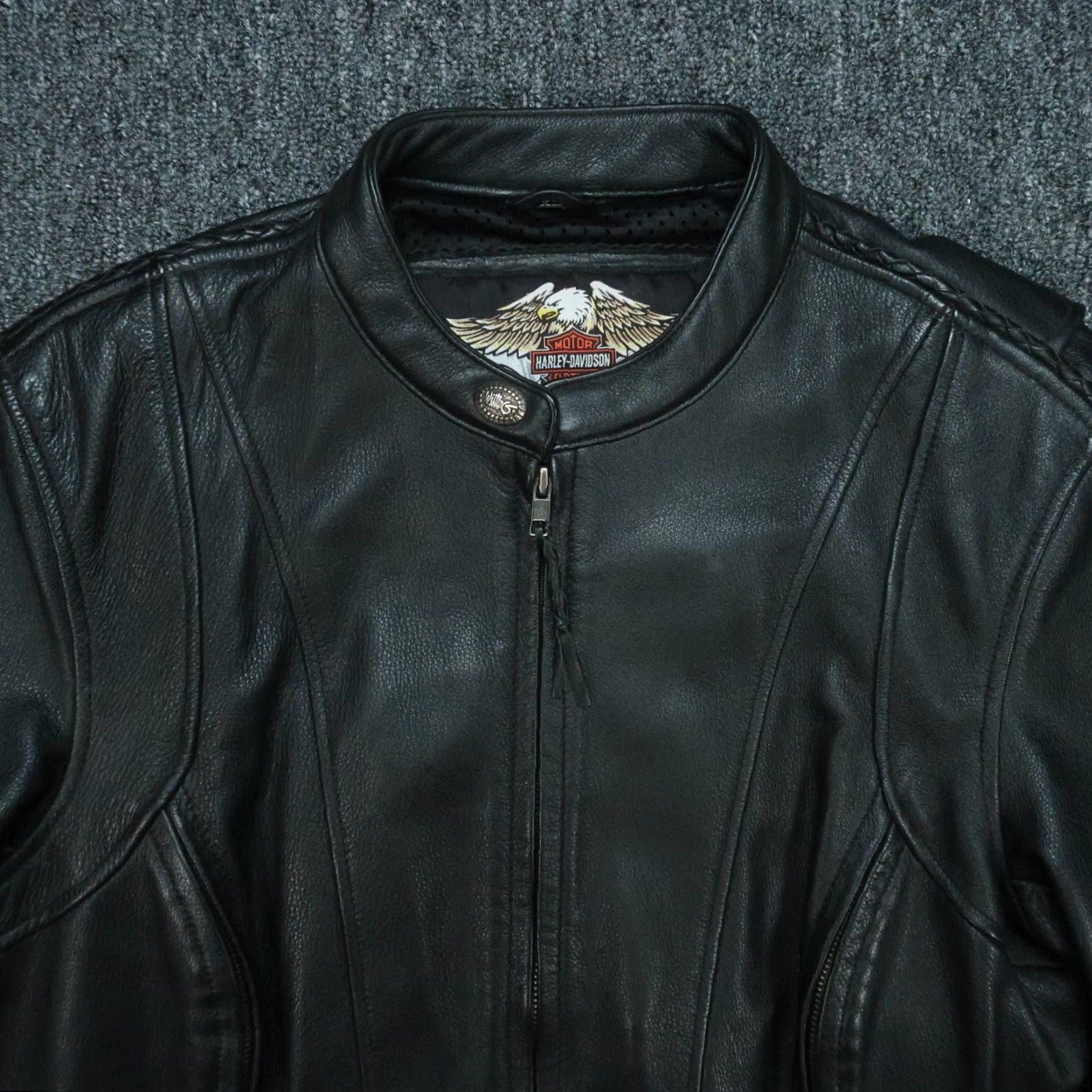Harley Davidson Harley-Davidson Jacket Womens XL Black Leather Willie G Wheel Lined Full Zip Jacket Size XL / US 12-14 / IT 48-50 - 3 Thumbnail