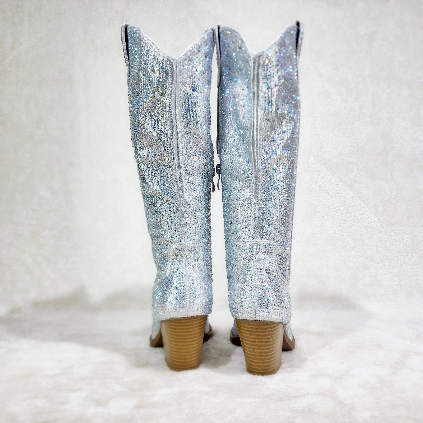 Other Wild One Silver Rhinestone Country Western Cowgirl Boots Size US 6.5 / IT 36.5 - 3 Thumbnail