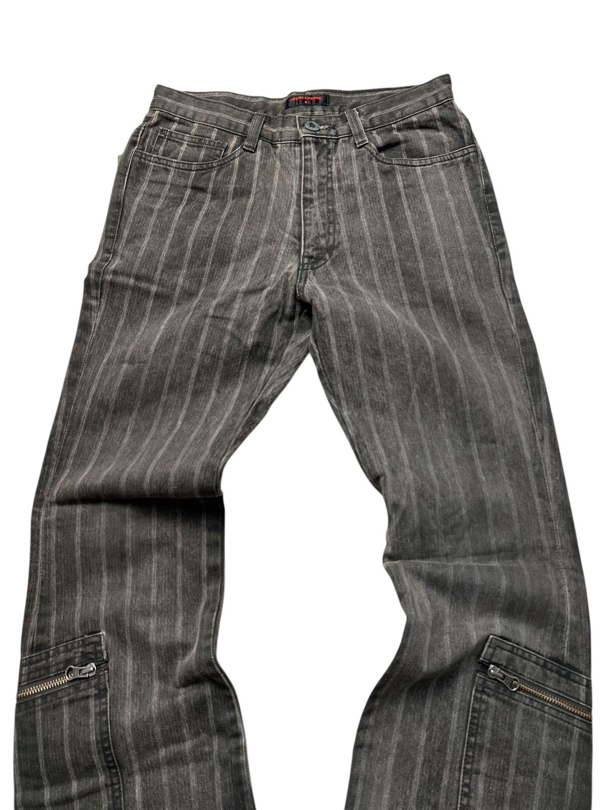 If Six Was Nine × Japanese Brand × Le Grande Bleu (L.G.B.) Vintage 291295 Homme flared black faded Cargo pants Size US 27 - 3 Thumbnail