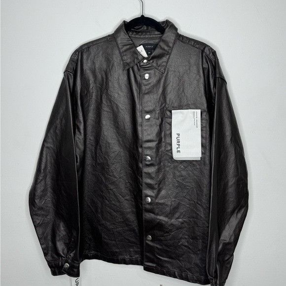 Purple Brand PURPLE Men’s Embossed Monogram Snap Button-Down Shirt Brown Size US M / EU 48-50 / 2 - 2 Thumbnail
