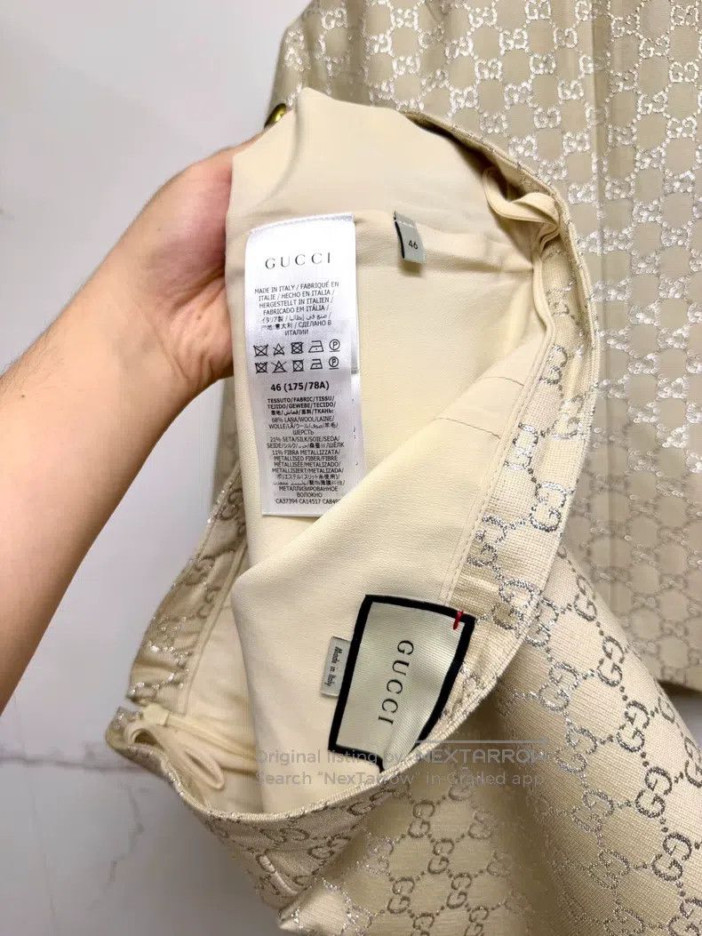 Gucci Guicci Silver print logo short suit jacket dress Size M / US 6-8 / IT 42-44 - 6 Thumbnail