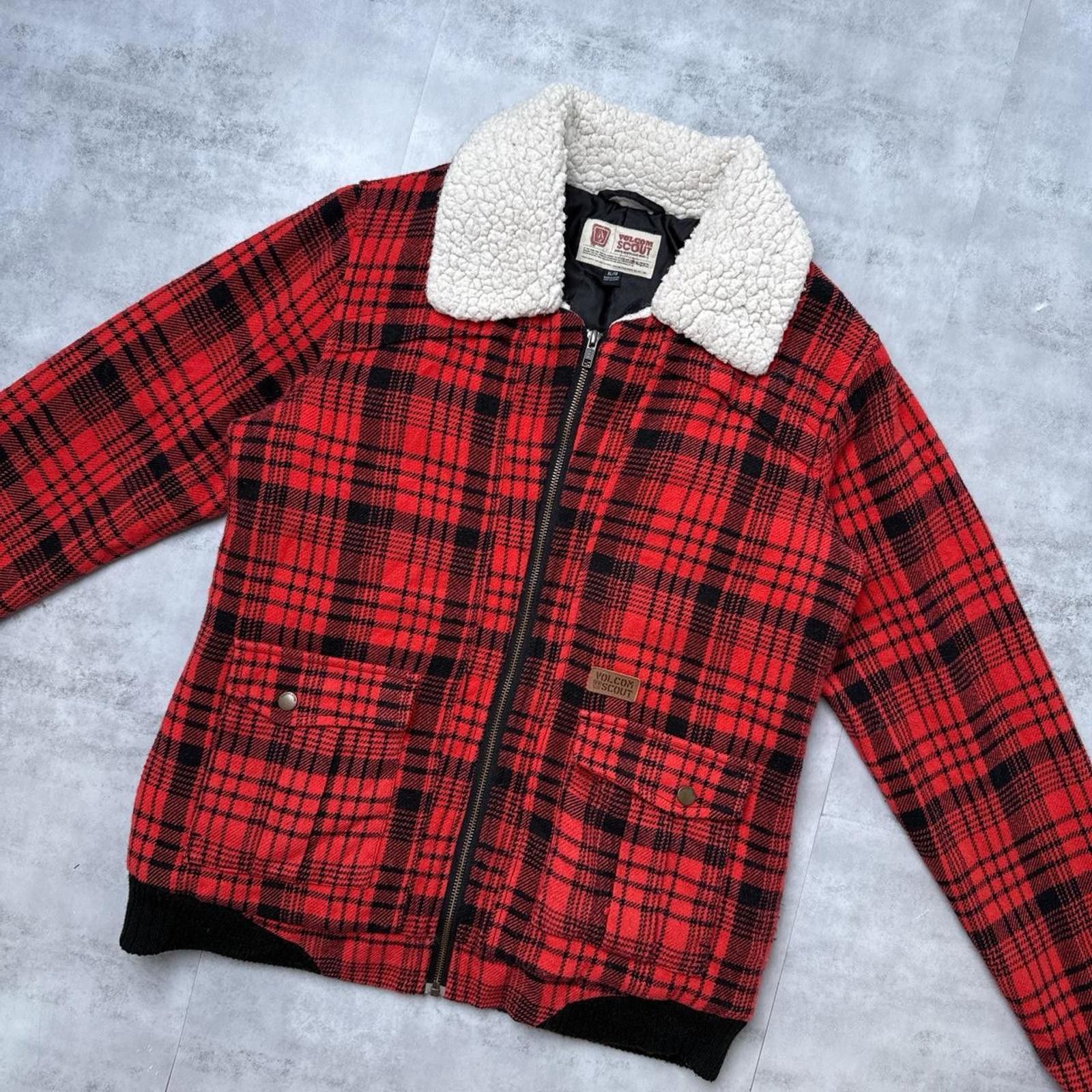 Volcom Y2K Volcom Plaid Sherpa Lime Bomber Zip Up Jacket Size XL / US 12-14 / IT 48-50 - 2 Thumbnail