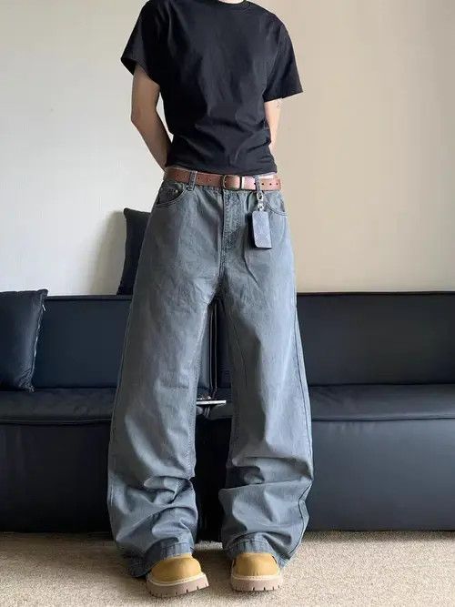 VIBE Vintage washed workwear straight leg baggy jeans Size US 34 / EU 50 - 6 Thumbnail