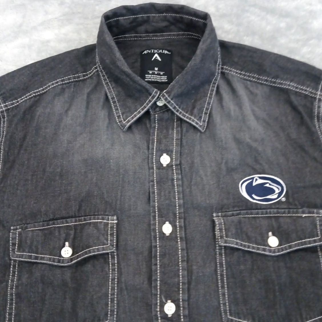 Penn Antigua Penn State Shirt Mens Medium Gray Long Sleeve Embroidered Button Up Size US M / EU 48-50 / 2 - 2 Thumbnail