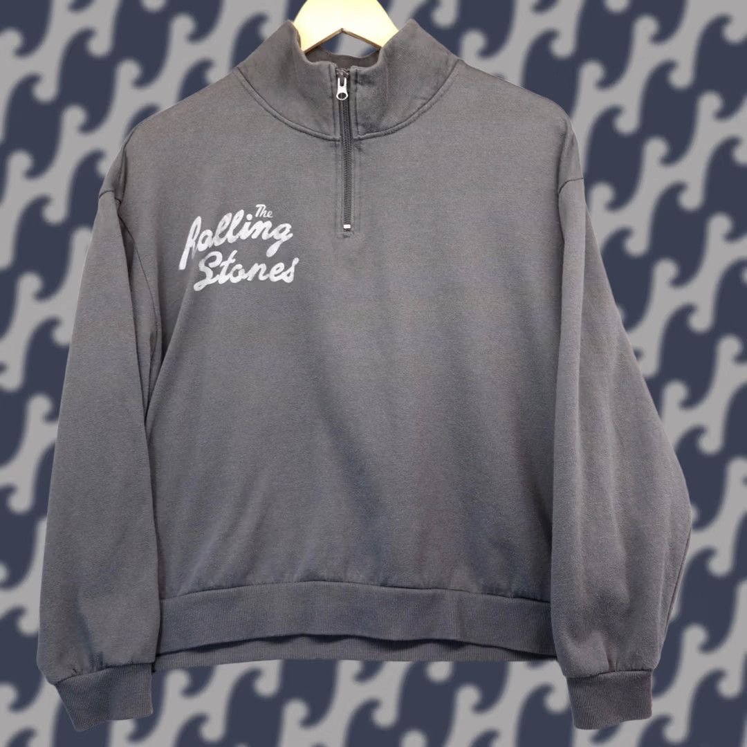 Vintage VINTAGE Rolling Stones Sweatshirt Womens XL Gray Band 1/4 Zip Size XL / US 12-14 / IT 48-50 - 1 Thumbnail