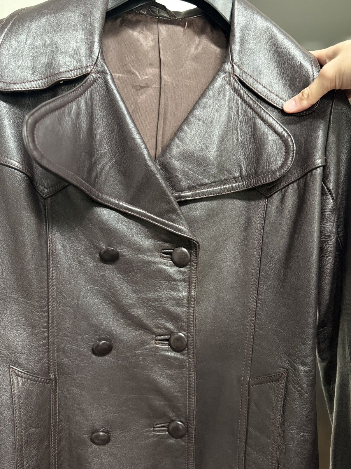 Other 1970s Made in England Brown Leather Coat GABEV Original Size S / US 4 / IT 40 - 8 Thumbnail