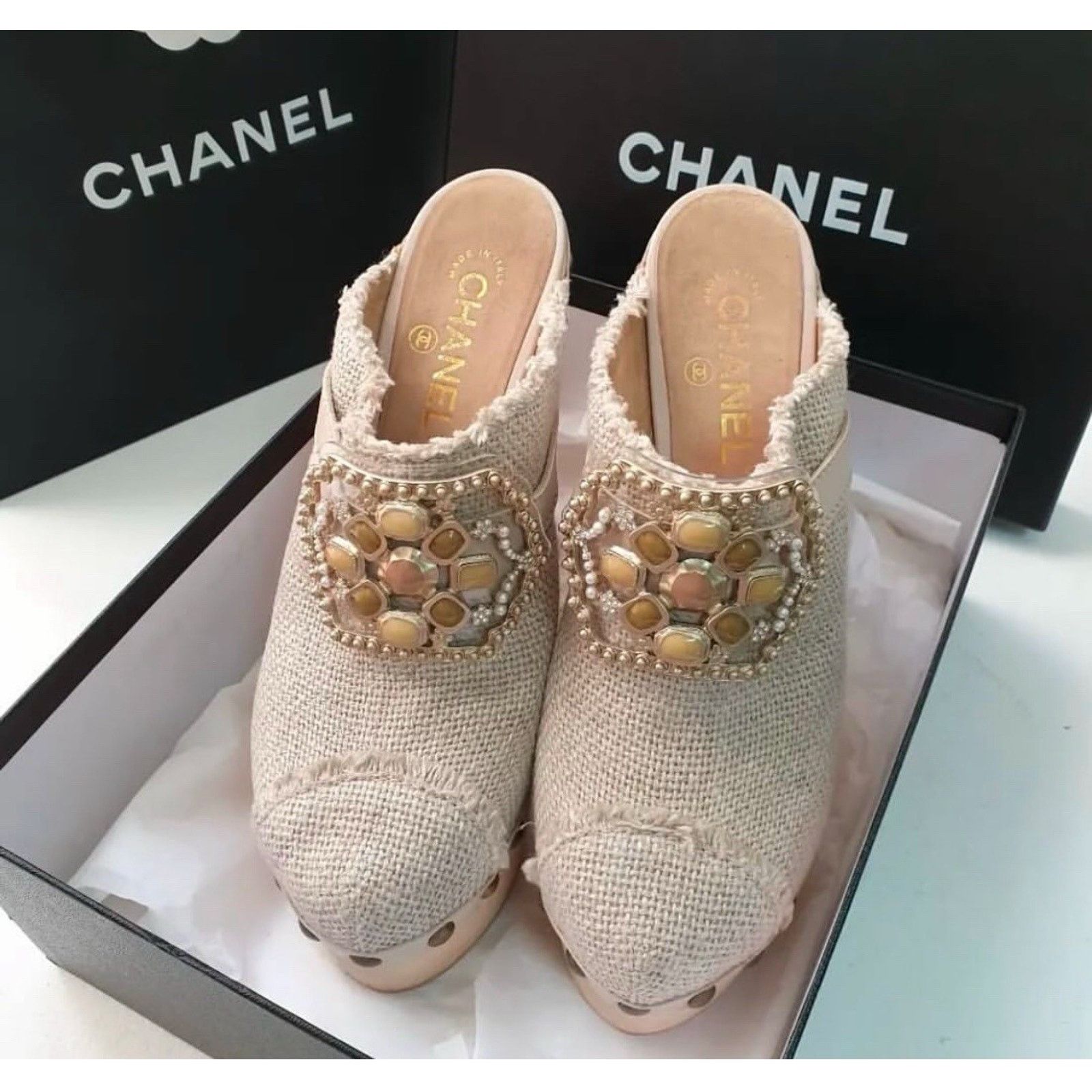 Chanel Chanel Platform Limited Edition Jewel Clogs Sz 39.5 Size US 8.5 / IT 38.5 - 1 Thumbnail