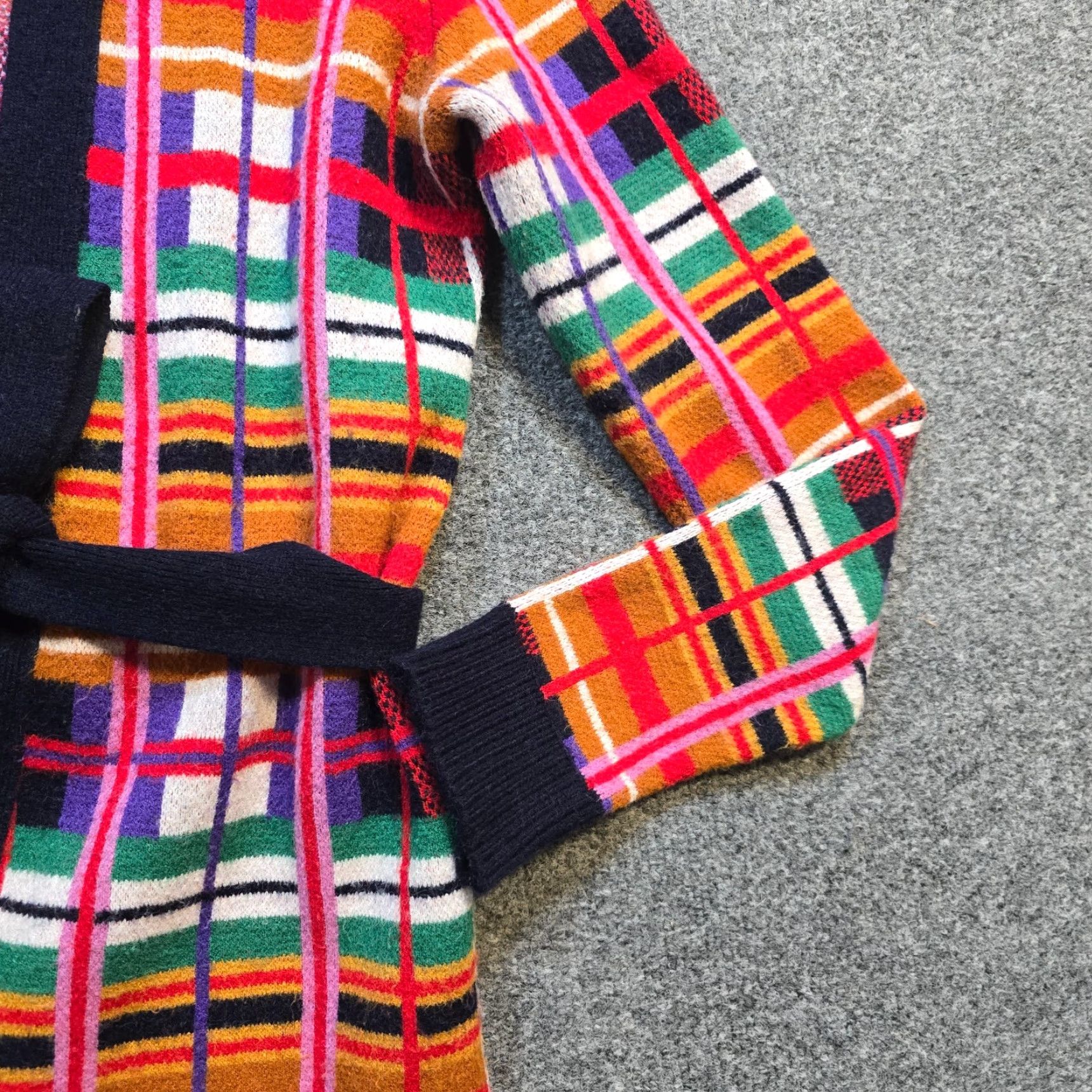 Anthropologie Moth Anthropologie Cardigan Women XS Red Plaid Colorful Belted Duster Cardigan Size XS / US 0-2 / IT 36-38 - 3 Thumbnail